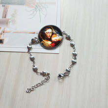 QIGO Metal Geometric Round Virgin Stickers Bracelet Heart Cross Star Leaves Chain Bracelet Religious Jewelry 2024 - buy cheap