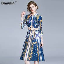 Banulin-vestido vintage feminino, primavera-outono, roupa feminina de passarela, manga longa, estampa floral, elegante, midi 2024 - compre barato