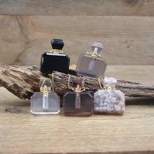 Alta qualidade sakura ágata perfume garrafa pingentes colar retângulo obsidian cristal óleo essencial vial cadeias jóias qc1111 2024 - compre barato