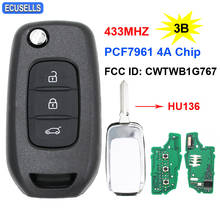 3 Button Flip Remote Key 433Mhz PCF7961 4A Chip FCC ID: CWTWB1G767 for Renault Kadjar Captur Symbol Megane 3 2013 - 2017 HU136 2024 - buy cheap
