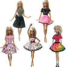 Nk vestido de boneca artesanal, roupa casual diária, vestidos para barbie, acessórios, boneca, presente de festival para menina, 5 peças 2024 - compre barato