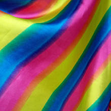 Tecido de cetim listrado artesanato arco-íris brilhante material diy boneca cachecol cetim impresso seda charmeuse 2024 - compre barato