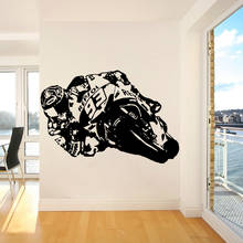 Adesivo grande de moto de pvc para parede, arte de decoração decalque moto racer para sala de estar crianças para casa 2024 - compre barato