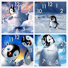 Dpsprue Full Diamond Painting Cross Stitch With Clock Mechanism Mosaic 5D Diy Square Round penguin 3d Embroidery Gift HG16 2024 - buy cheap