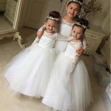 Lace Applique Flower Girl Dresses Long sleeve Tulle Ball Gown Girls Pageant Princess Gowns First Holy Communion Party Dresses 2024 - buy cheap