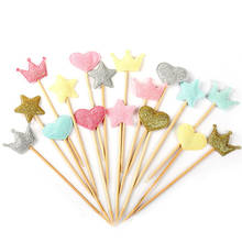 Lovely Cake Flag Diy Cake Decorations Baby Shower Cakelove Cake Topper 5pcs/lot Glitter