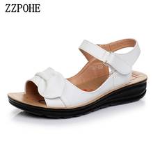 ZZPOHE summer white flat-bottom flat-heeled ladies sandals middle-aged mother soft leather pregnant women shoes nurse work shoes 2024 - buy cheap