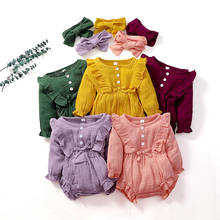 Newborn Girls Bodysuit Baby Girl Organic Cotton Long Sleeve Ruffle Romper Girls Lace Jumpsuit Baby Girls Clothes 2022 New 2024 - buy cheap