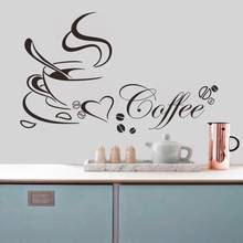 Taza de café caliente para decoración del hogar, mural de Arte de pared extraíble para restaurante y cocina, cita de vinilo con corazón 2024 - compra barato