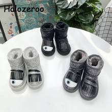 Botas de nieve para niños y niñas, botines de piel auténtica, marca brillante, suaves, color negro, Invierno 2024 - compra barato