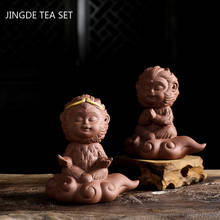 Креативный Фиолетовый Глиняный чай, домашняя обезьянка, искусственная чайная фигурка, украшение, аксессуары для чайного набора, ремесла, украшение для дома 2024 - купить недорого