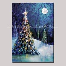 Arthyx Hand Painted Christmas Tree Oil Paintings On Canvas Modern Abstract Wall Art Picture For Living Room Home Decoration Gift 2024 - buy cheap