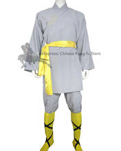 Uniforme monge shaolin kung fu chinês roupão budista wushu artes marciais uniforme tai chi roupas de algodão cinza 2024 - compre barato
