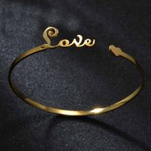 Pulsera de acero inoxidable con nombre personalizado para hombre y mujer, brazalete Steampunk con letras de amor, puños personalizados, joyería estética 2024 - compra barato