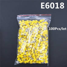 100Pcs E6018 Tube Insulating Insulated Terminal 6MM2 10AWG Cable Wire Connector Insulating Crimp E Black Yellow Blue Red Green 2024 - buy cheap