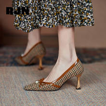 RJN-zapatos de tacón fino con punta estrecha para mujer, calzado sin cordones, con decoración de perlas, estilo clásico, a la moda, RO569 2024 - compra barato