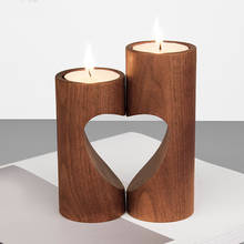 Candelabros creativos de madera para decoración del hogar, portavelas de luz de té, corazón hueco, rectangular, para fiesta de boda 2024 - compra barato