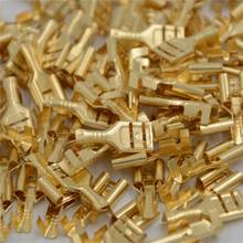 100Pcs/lot 4.8mm/6.3mm Female Crimp Terminal Connector Gold Brass Car Speaker Electric Wire Connectors Set Wholesale 2024 - buy cheap