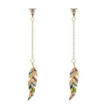 Gold Alloy Leaf  Earrings Long Tassel Inlay Rhinestone Bohemian Ethnic Drop Earrings For Women Bridal Fashion Brincos 2024 - buy cheap