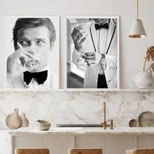Arte de pintura de filme, retrato moderno de parede, com imagens de plástico, preto e branco, decoração para casa, sala de estar 2024 - compre barato