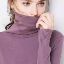 Suéter de cachemira de alta calidad para mujer, Jersey elegante de cuello alto de Color sólido, Tops de otoño e invierno, novedad de 2020 2024 - compra barato