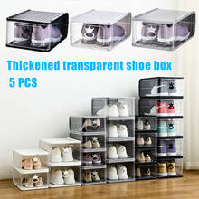 5 pçs limpar caixa de sapatos empilháveis engrossado dustproof plástico clamshell gaveta tipo sapato caixa de armazenamento organizador ud88 2024 - compre barato