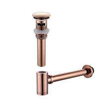 Drains Brass Round Siphon Brushed Gold P-TRAP Deodorization Bathroom Vanity Basin Pipe Waste With Pop Up Drainer With Overflow 2024 - buy cheap