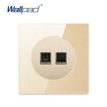 Wallpad New Arrival TEL+DATA Network Computer Ethernet RJ45 CAT6 Wall Socket Outlet Gold Crystal Glass Panel 2024 - buy cheap