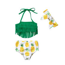 Pudcoco US Stock 3Pcs Pineapple Newborn Baby Girls Tassels Swimwear Swimsuit Bathing Beachwear 2024 - buy cheap