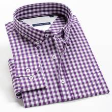 Camisa de xadrez casual masculina, camisa de tamanho grande com manga comprida, xadrez clássica e confortável de alta qualidade, 100% algodão 2024 - compre barato