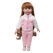 18 polegada meninas roupas de boneca americano recém-nascido moda rosa esportes terno do bebê brinquedos homewear apto 43 cm bonecas do bebê c656 2024 - compre barato