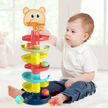 Rolling ball pilha chocalhos torre quebra-cabeça brinquedos de empilhamento do bebê spin track montessori educacional recém-nascido cor forma brinquedos para crianças 2024 - compre barato