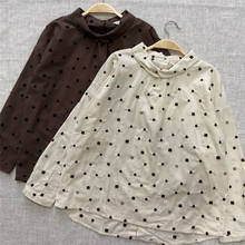 Женские винтажные рубашки в японском стиле Johnature, свободные блузки с отложным воротником и волнистым воротником, для весны и осени, 2021 2024 - купить недорого