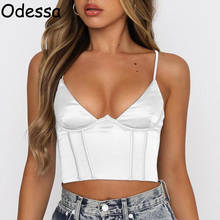 Odessa Women's White Strap Crop Corset Tube Tops Print Sexy Off Shoulder Backless V Neck Bodycon Bustiers Summer Black 2021 Tank 2024 - buy cheap