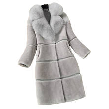 Luxury Faux Fur Coats Large Size 5XL Women Winter Fur Thick Long Jacket New Fashion Women Fake Fox Fur Collar Faux Fur Outerwear 2024 - buy cheap