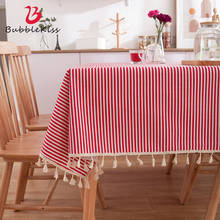 Red Plaid Striped Line Tablecloth With Tassel Vintage Rectangle Dustproof Table Cover For Picnic BBQ Home Decor Soft Table Cloth 2024 - buy cheap