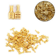 4.8mm/6.3mm 100Pcs/lot Female Crimp Terminal Connector Gold Brass Car Speaker Electric Wire Connectors Set Wholesale 2024 - buy cheap