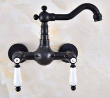 Black Oil Rubbed Bronze Bathroom Kitchen Sink Faucet Mixer Tap Swivel Spout Wall Mounted Two Handles mnf858 2024 - buy cheap