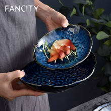 FANCITY-plato de pescado de cerámica torneado para horno japonés, vajilla creativa de cerámica para el hogar, plato rectangular de sushi sashimi, embos 2024 - compra barato