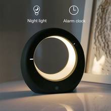 Despertador digital de lua, relógio despertador de luz noturna com sensor de toque, carregamento usb, lanterna de despertar 2024 - compre barato