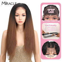 Miracle 13x4 Synthetic Lace Front Wig For Black Women Ombre Blonde Brown Lace Wig 26Inch Yaki Straight Synthetic Lace Front Wig 2024 - buy cheap