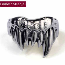 Initial Ring 100% Pure 925 Sterling Thai Silver Vampire Tooth Vintage Punk Rock Adjustable Ring Jewelry Men 2020 New Arrival R39 2024 - buy cheap