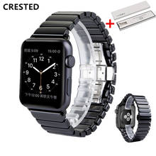 Caja + correa de cerámica para Apple Watch, correa de 44mm/40mm, 45mm/41mm, iwatch 42mm/38mm, correa de eslabones para Apple watch series 5 4 3 se 6 7 2024 - compra barato