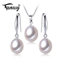FENASY 925 Sterling Silver Jewelry Sets Natural Freshwater Pearl Drop Earrings Custom Trendy Pendant Chain Necklaces For Women 2024 - buy cheap