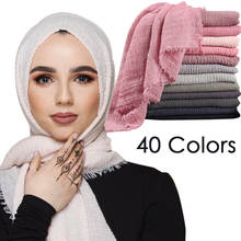 Xale de algodão macio feminino, cachecol de linho muçulmano com brilho hijab, envoltório islâmico para cabeça, 175*70cm, preço de atacado 2024 - compre barato