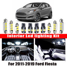Acessórios para carro, branco, para ford fiesta, com led canbus, sem erros, kit de iluminação para leitura, luz de mapa, lâmpada de licença, para modelos de 2011 a 2019 2024 - compre barato