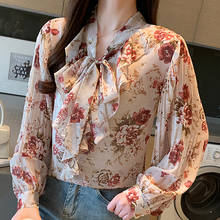 Long Sleeve Ruffles V-Neck Print Chiffon Blouse Tops Blusa Blouse Women Blusas Mujer De Moda 2021 Womens Tops And Blouses D818 2024 - buy cheap