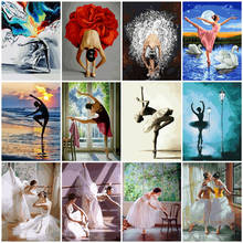 HUACAN-pintura por números de bailarina de Ballet, lienzo pintado a mano, imágenes de bailarina, regalo, decoración moderna del hogar, arte de pared 2024 - compra barato