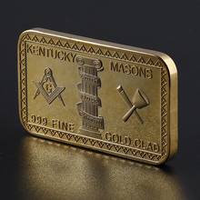 Позолоченный бар, масонская монета, Золотой бар 999, тонкий золотой плакированный 3D дизайн 2024 - купить недорого