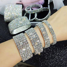 Exknl-pulsera de diamantes de imitación para mujer, brazalete de cristal de Color plateado brillante, joyería, regalo de boda, 2020 2024 - compra barato